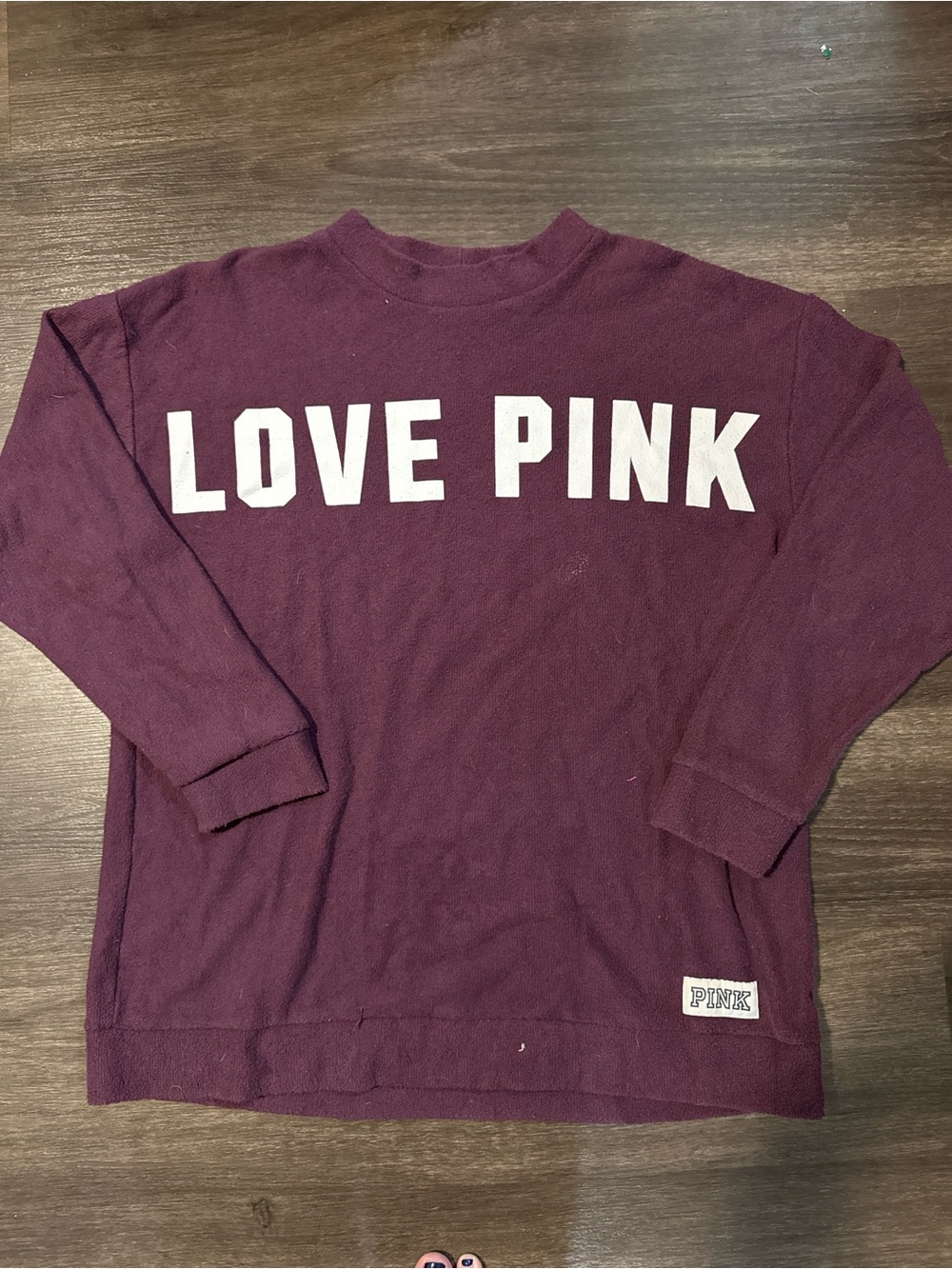 Victoria's Secret PINK Deep Plum Crewneck Sweatshirt with White Logo